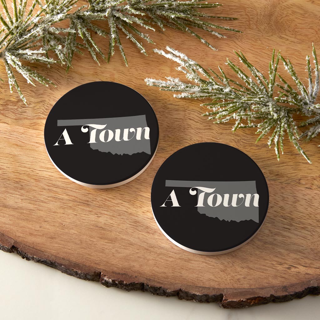 Minimalistic B&W Ardmore Ok A Town Black| Absorbent Car Coasters | Set of 2 | Min 4