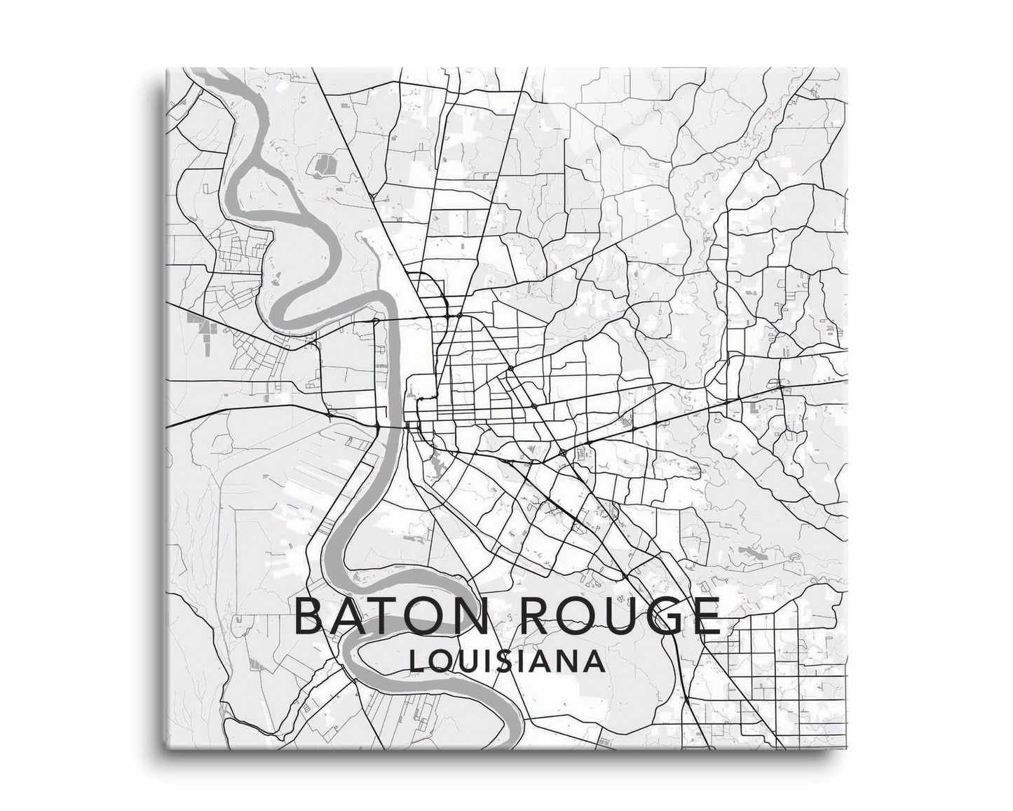 Minimalistic Baton Rouge White Map | Hi-Def Glass Art | Eaches | Min 2