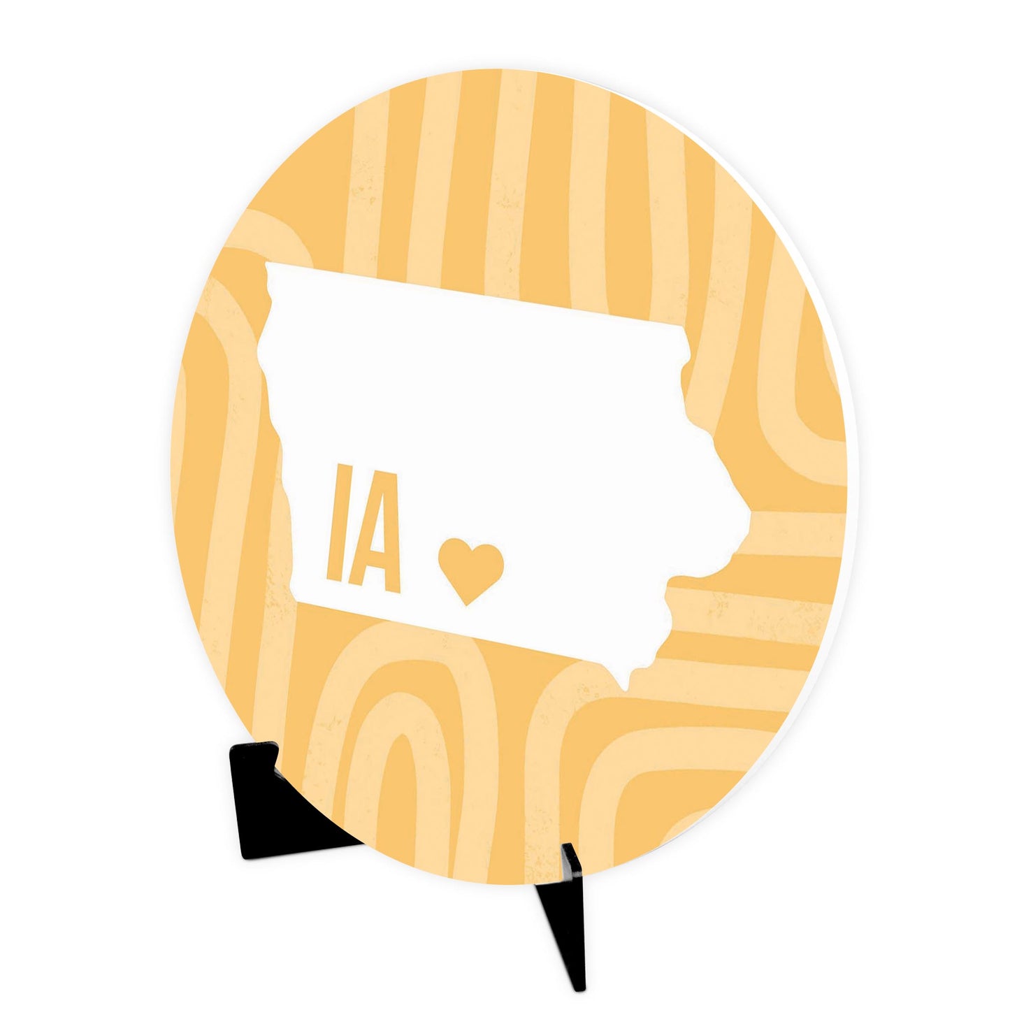 Boho Color Heart State On Yellow Iowa | Wood Sign | Eaches | Min 1