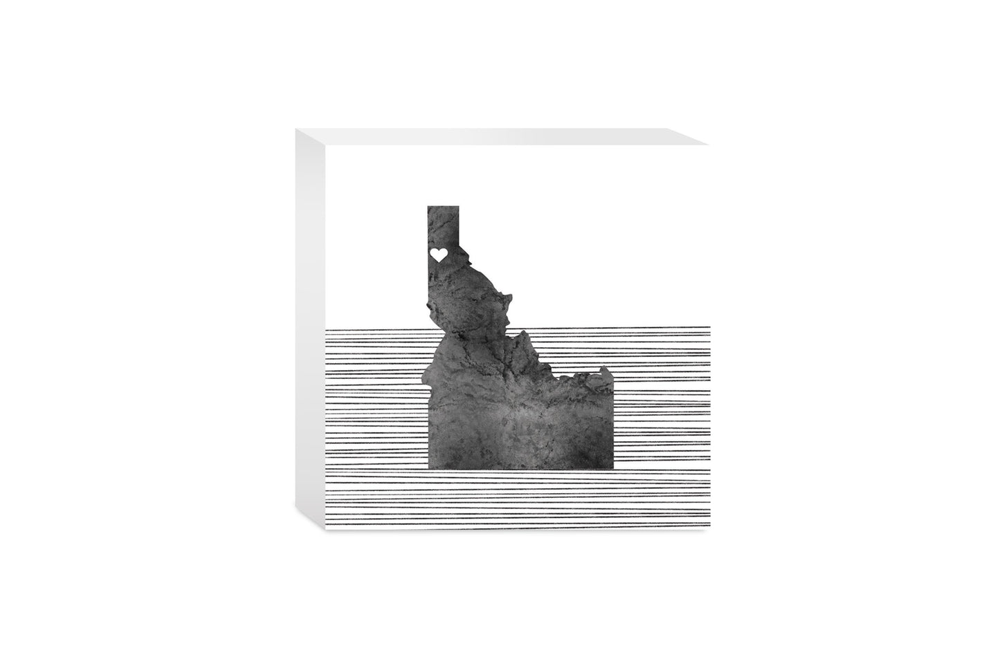 Minimalist B&W Idaho Coeur Dalene Heart Straight Lines | Wood Block | Eaches | Min 4