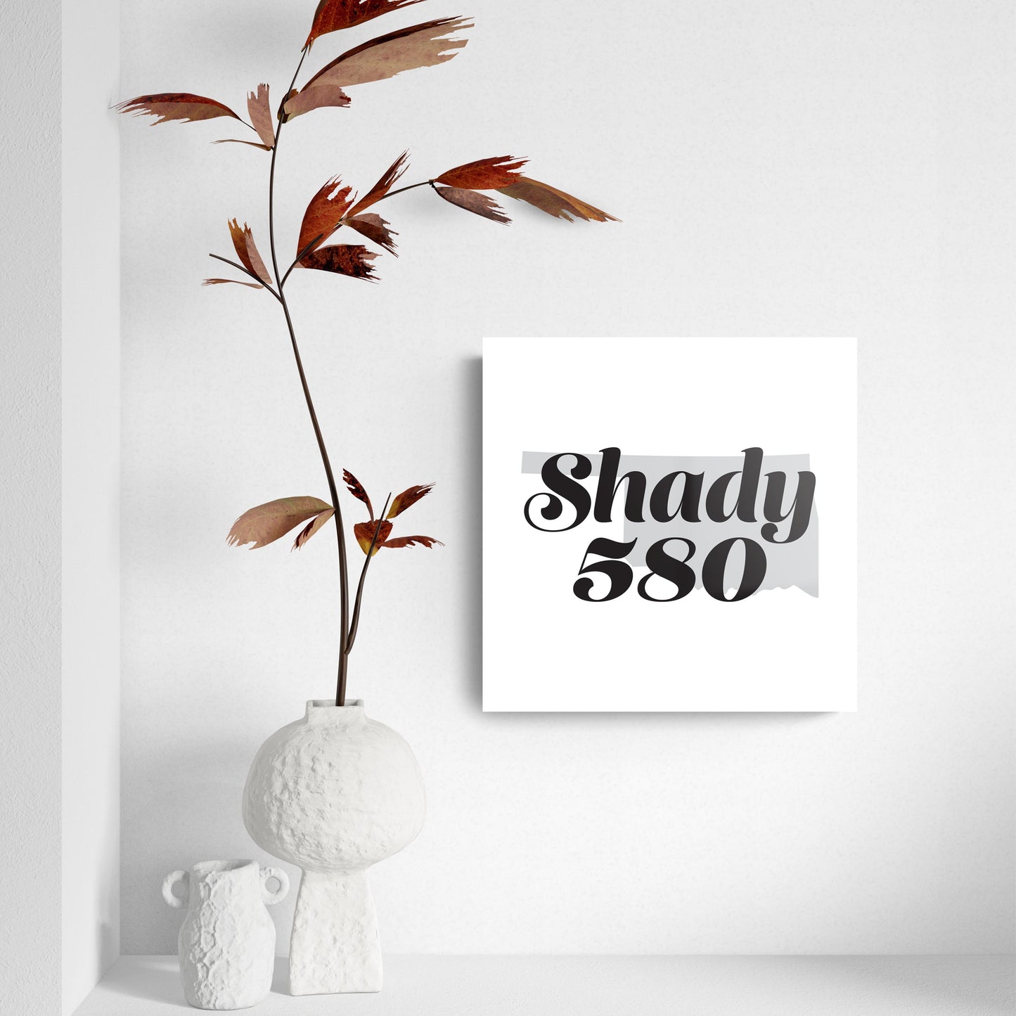 Minimalistic B&W Ardmore Ok Shady 580 White | Hi-Def Glass Art | Eaches | Min 2