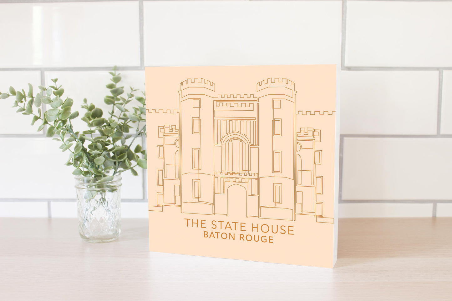 Minimalistic Baton Rouge State House Colorful | Wood Block | Eaches | Min 2