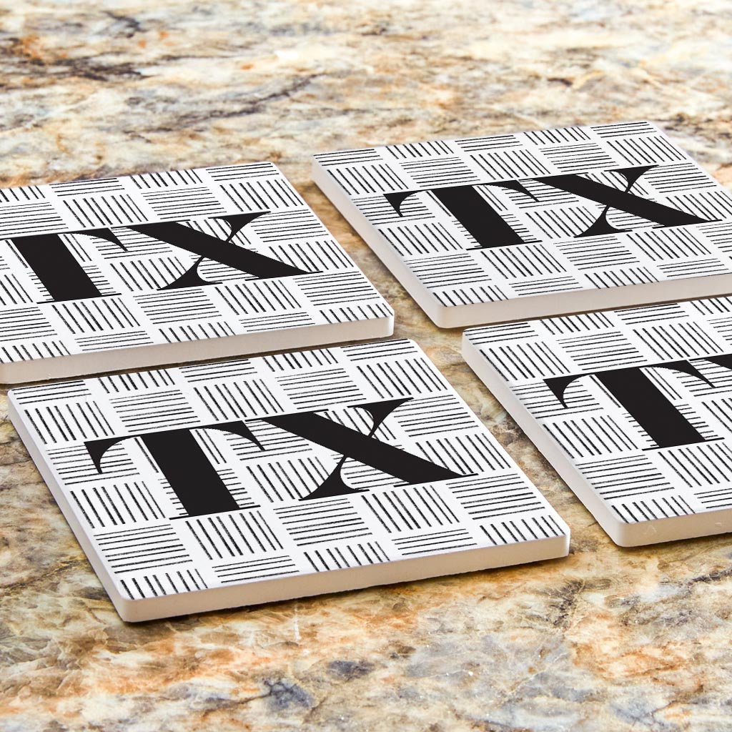 Black and White Abbreviated on White Texas