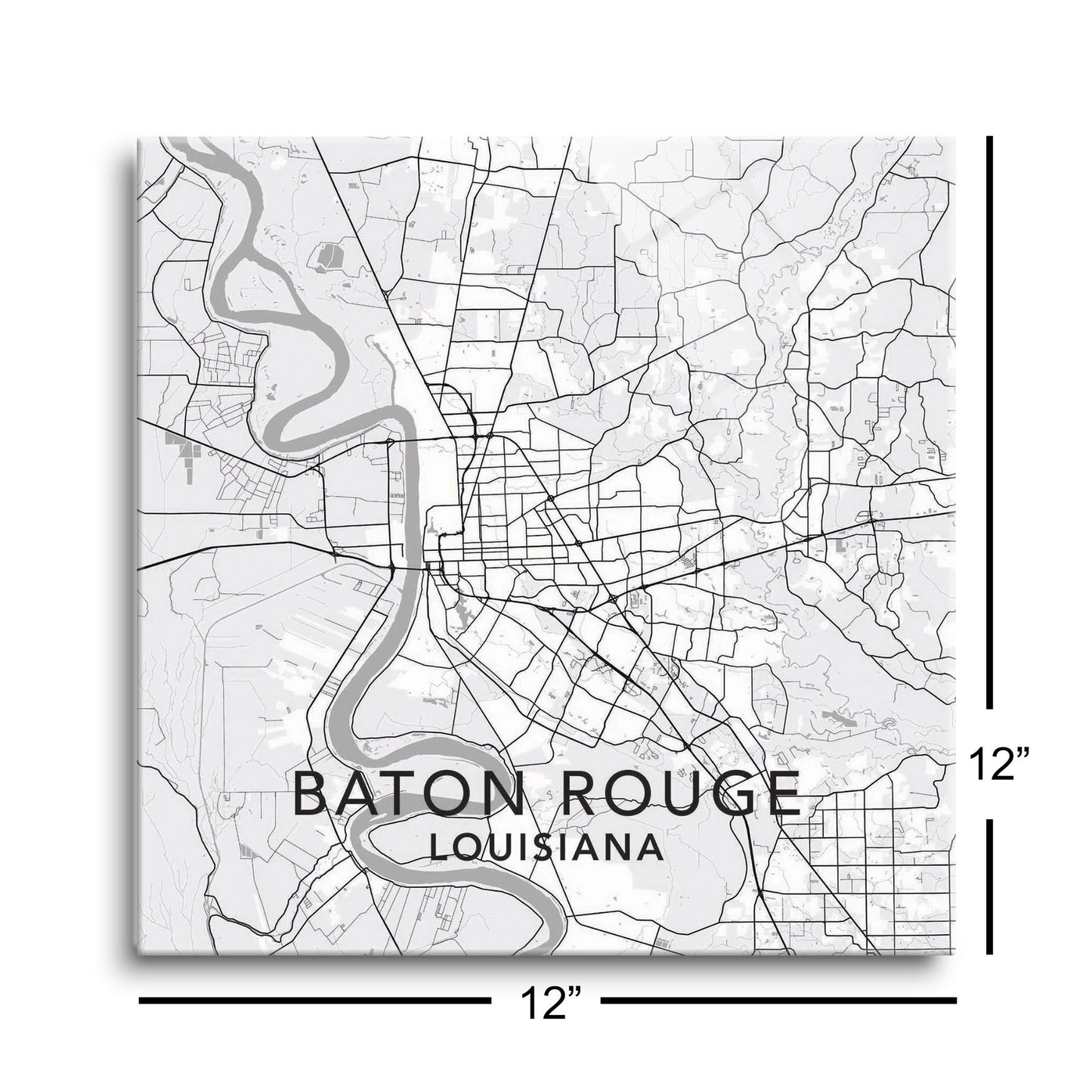 Minimalistic Baton Rouge White Map | Hi-Def Glass Art | Eaches | Min 1