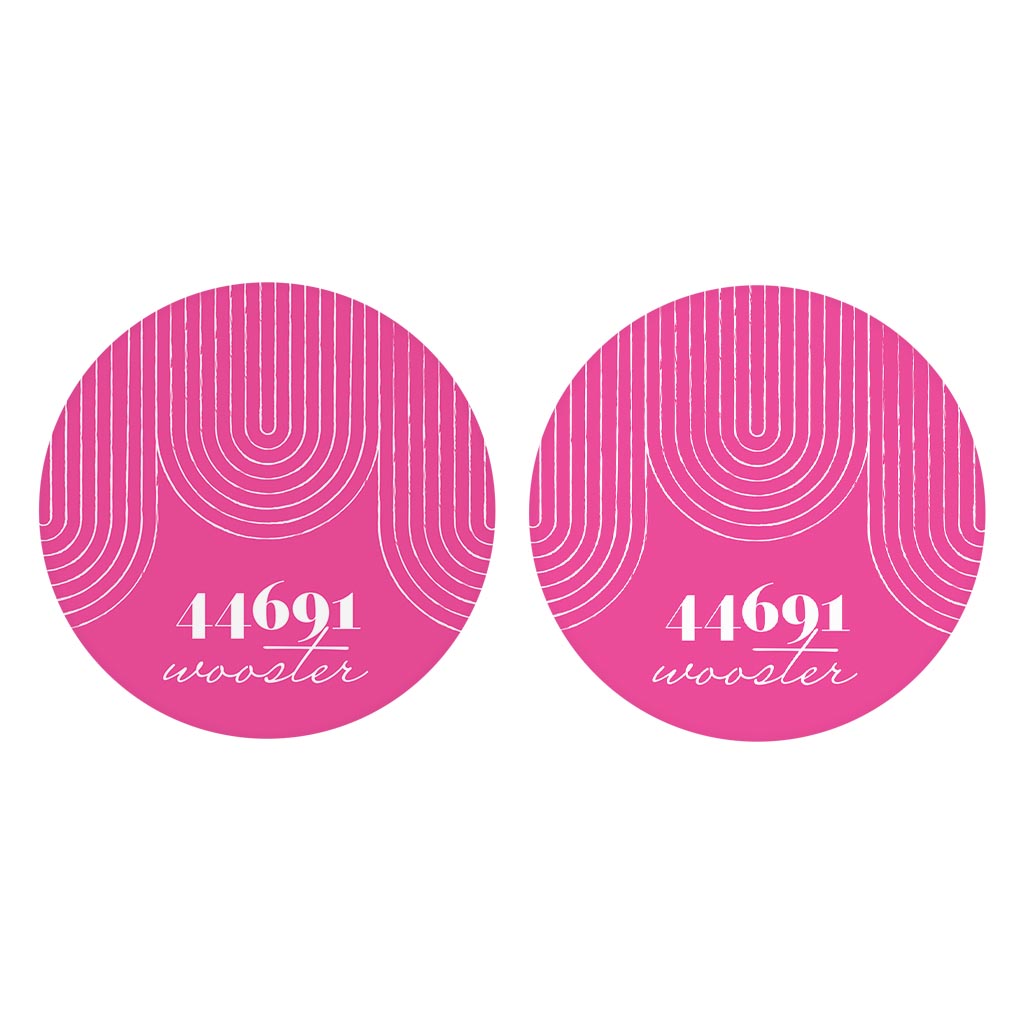 Bright Modern City Zip On Pink Ohio Wooster | Absorbent Car Coasters | Set of 2 | Min 4