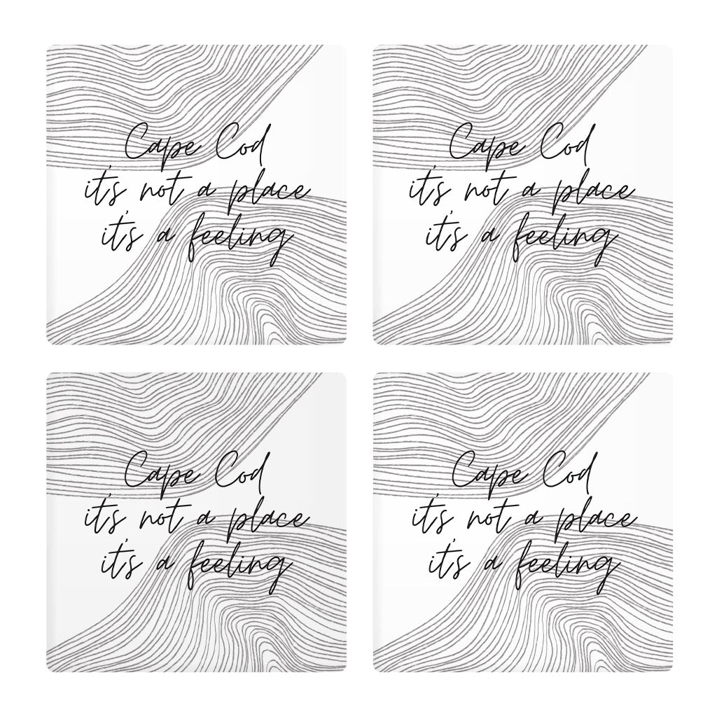 Minimalistic B&W Cape Cod A Feeling | Absorbent Coasters | Set of 4 | Min 2