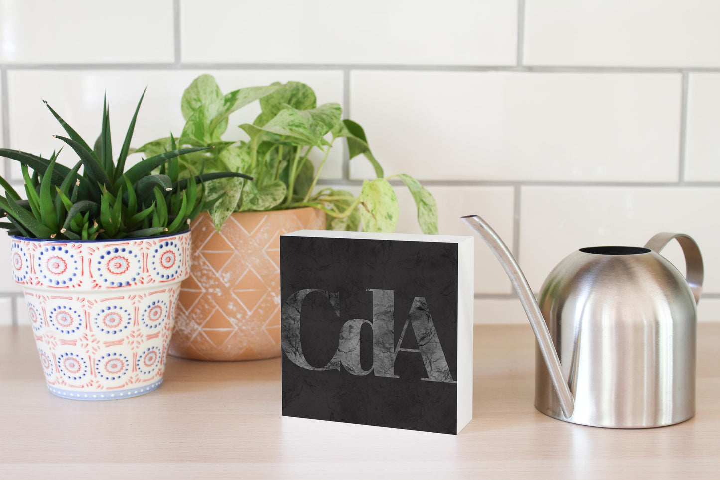 Minimalist B&W Idaho Cda Black Initials | Wood Block | Eaches | Min 4