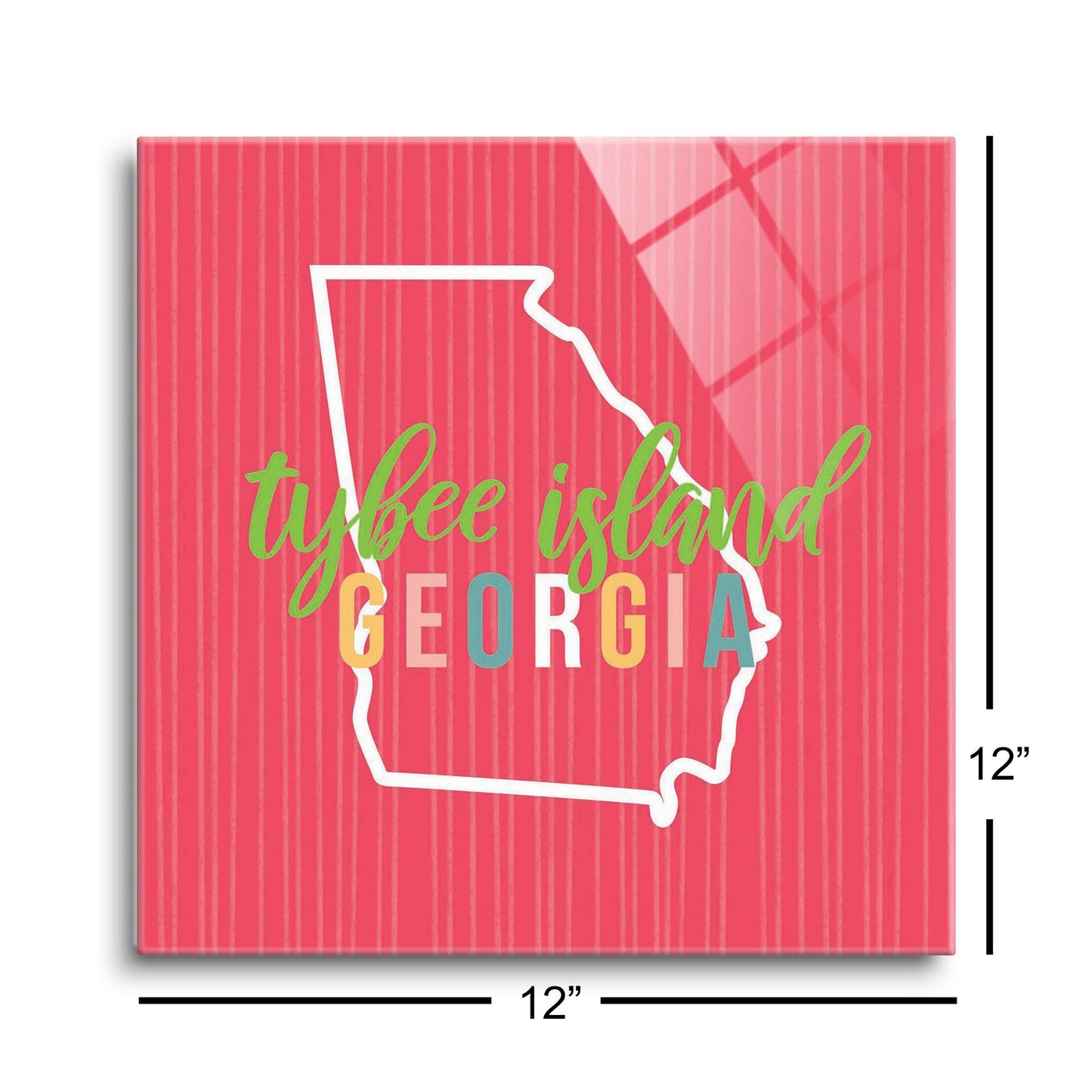 Boho Color State On Pink Georgia Tybee Island | Hi-Def Glass Art | Eaches | Min 1