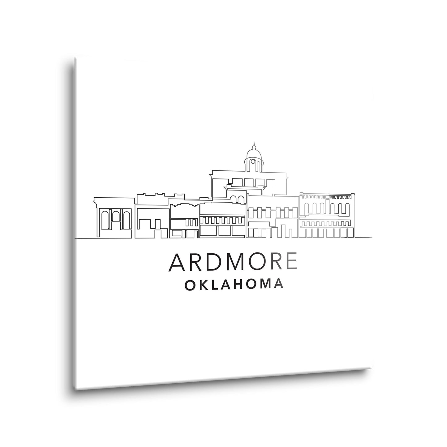 Minimalistic B&W Ardmore Ok Skyline | Hi-Def Glass Art | Eaches | Min 2