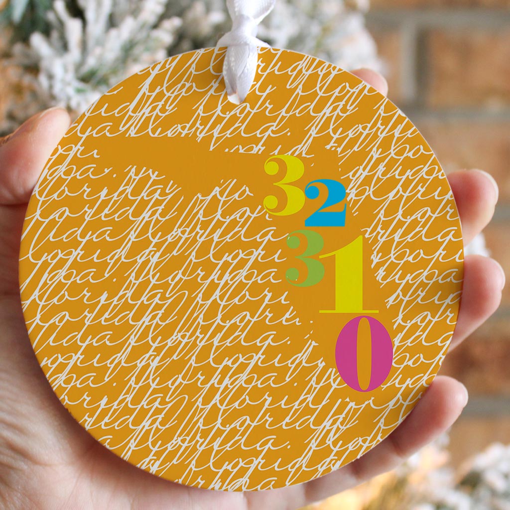Bright Modern State Script Orange Florida Tallahassee | Wood Ornament | Eaches | Min 6