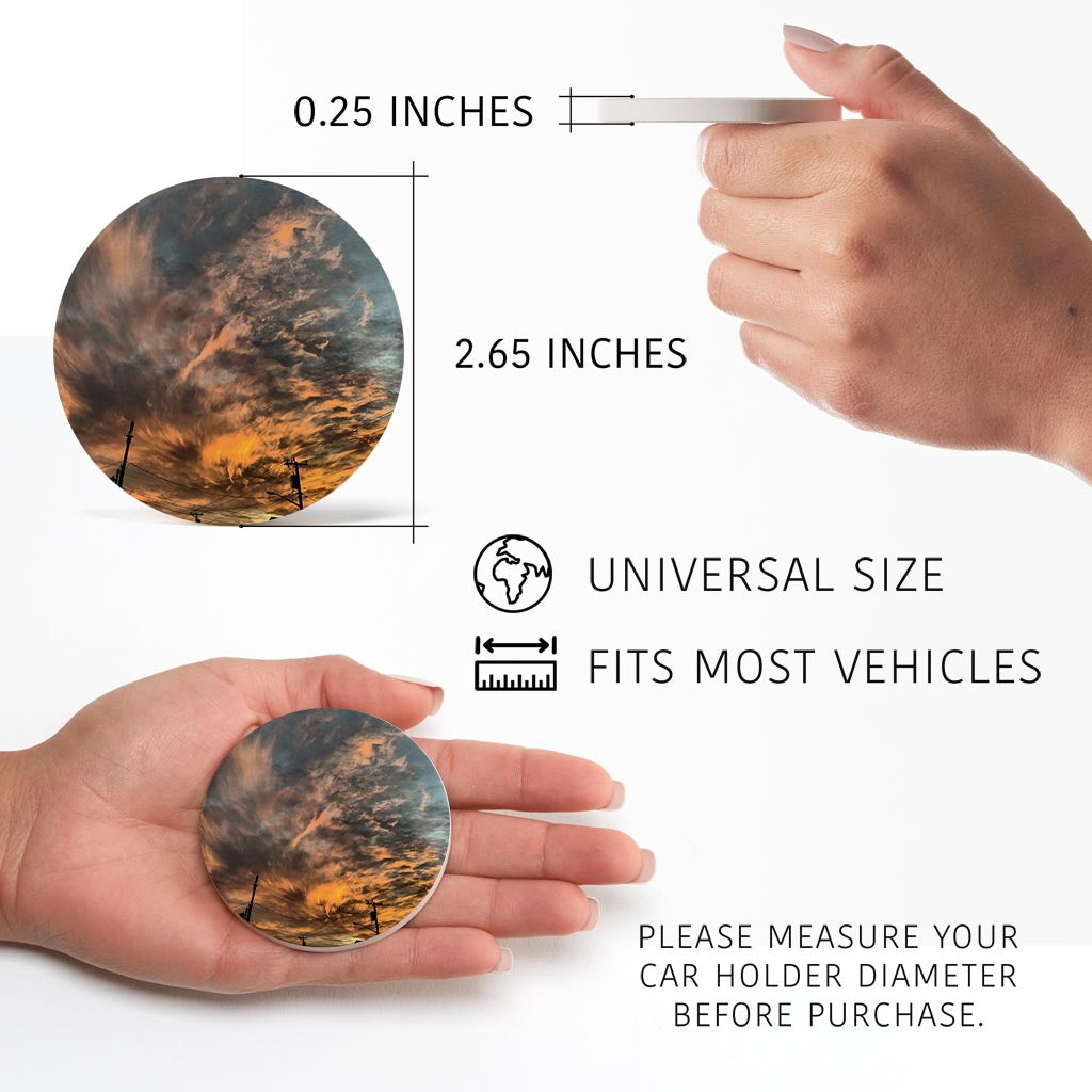 Monokian Ocean City Sky | Absorbent Car Coasters | Set of 2 | Min 4