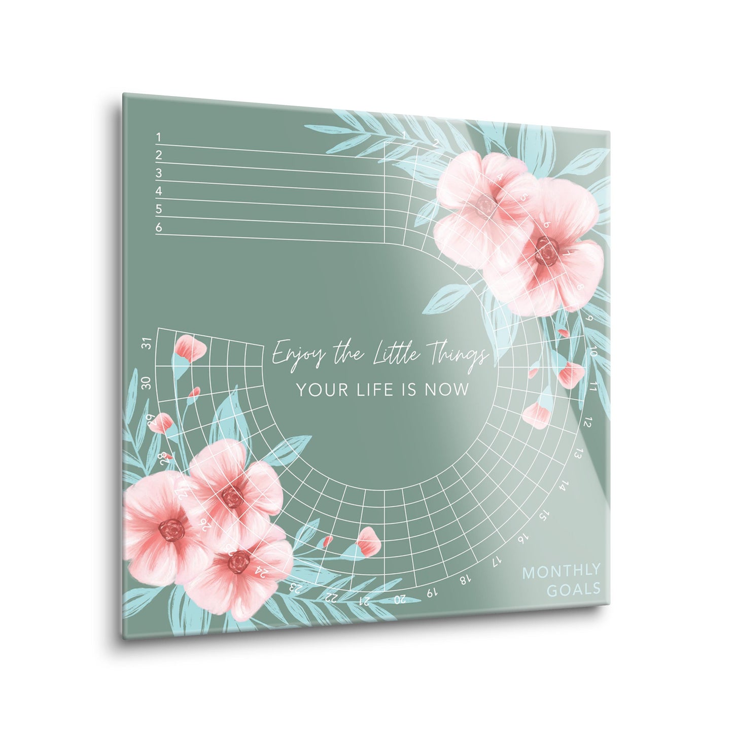 Floral Habit Tracker Enjoy The Little Things | Hi-Def Glass Art | Eaches | Min 2