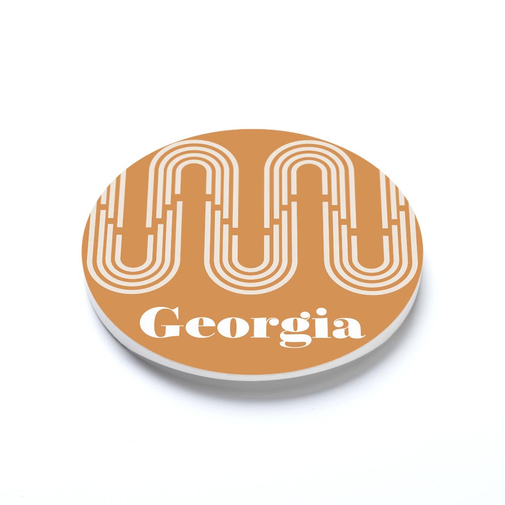 Vintage Groove Yellow Wave Lines Georgia | 2.65x2.65
