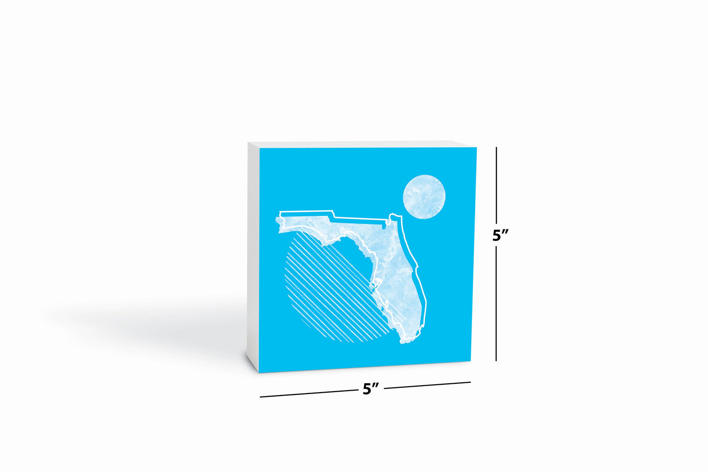 Bright Modern Geometric On Blue Florida | Wood Block | Eaches | Min 4