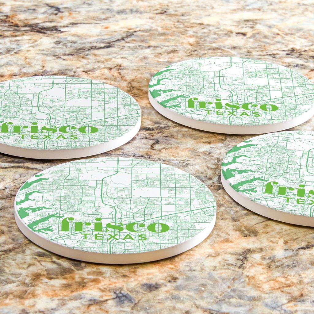 Bright Modern Green Map Texas Frisco