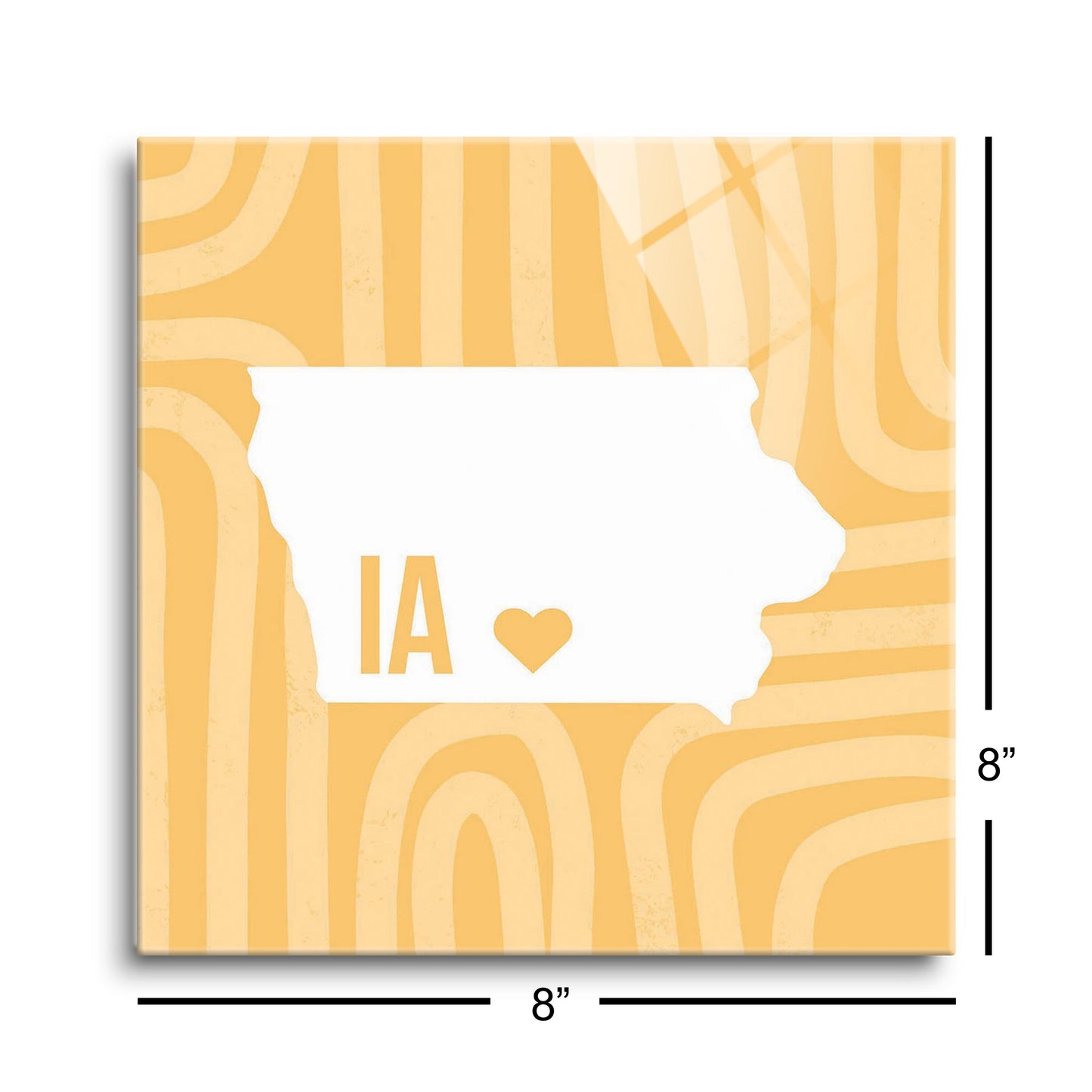 Boho Color Heart State On Yellow Iowa | Hi-Def Glass Art | Eaches | Min 2