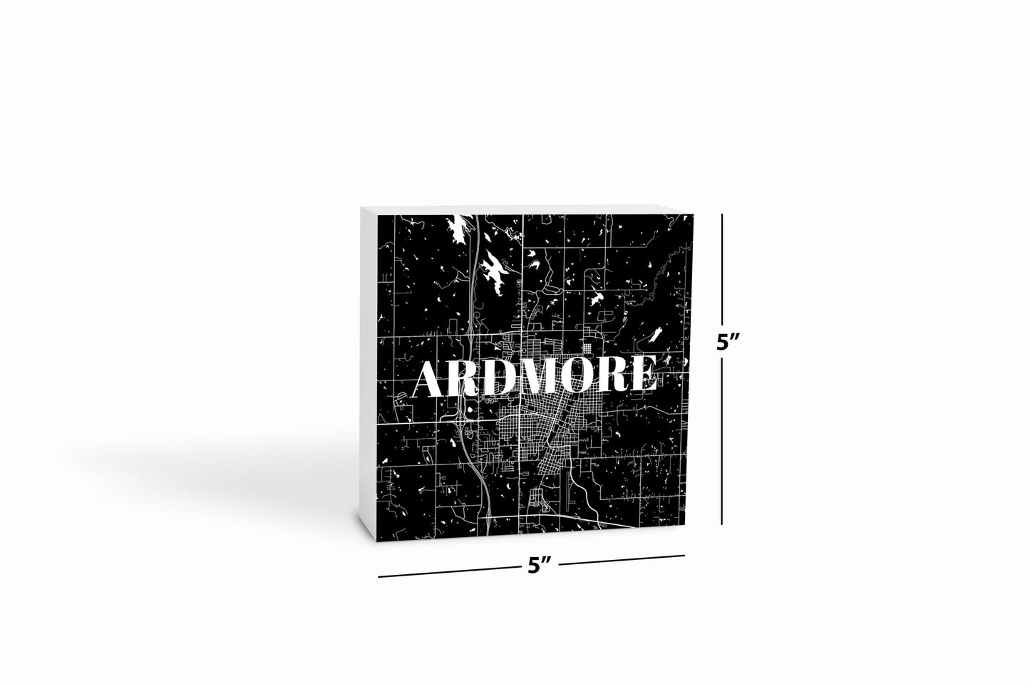 Minimalistic B&W Ardmore Ok Map | Wood Block | Eaches | Min 4