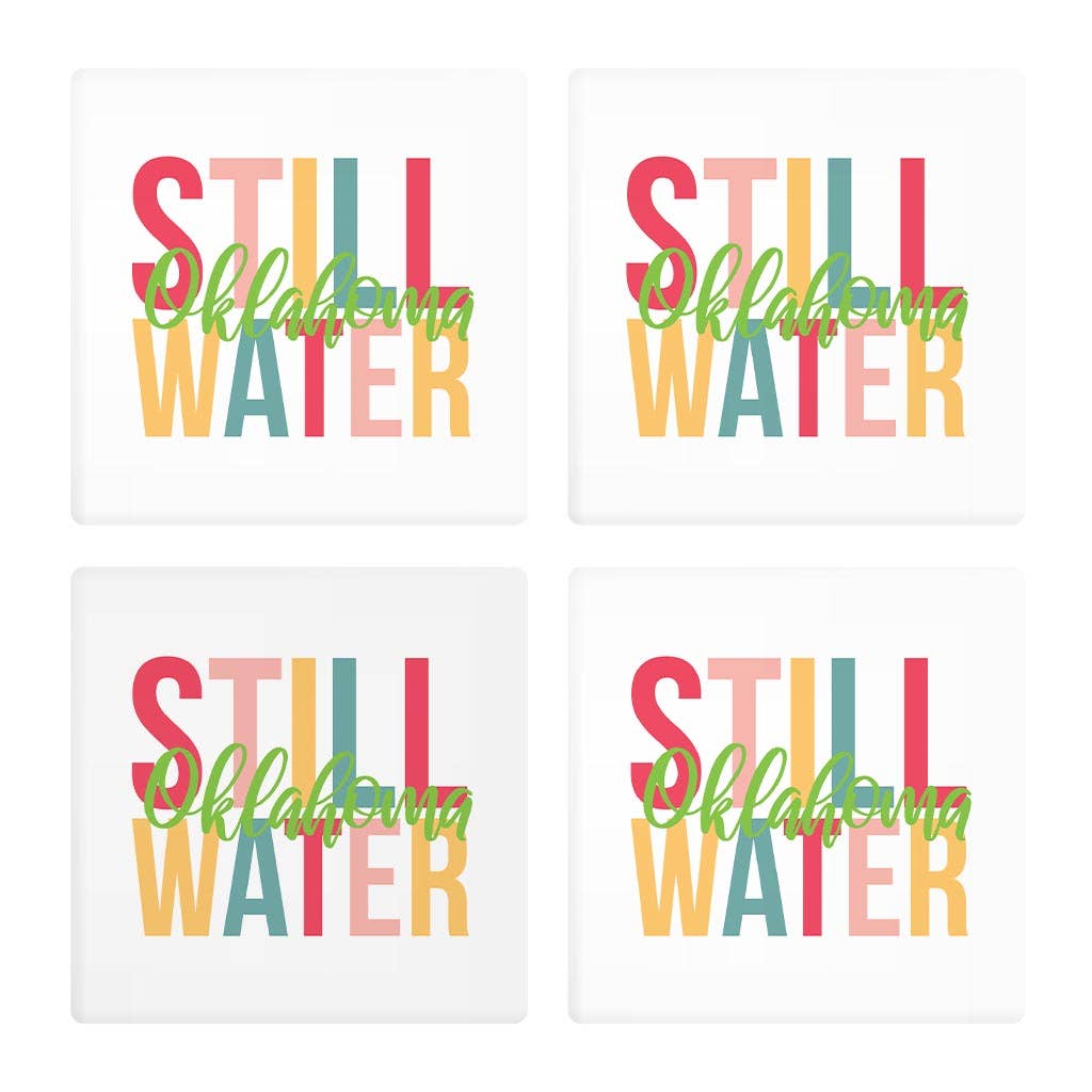 Custom City and State Set of 4 Coasters Boho Color HUBMNX