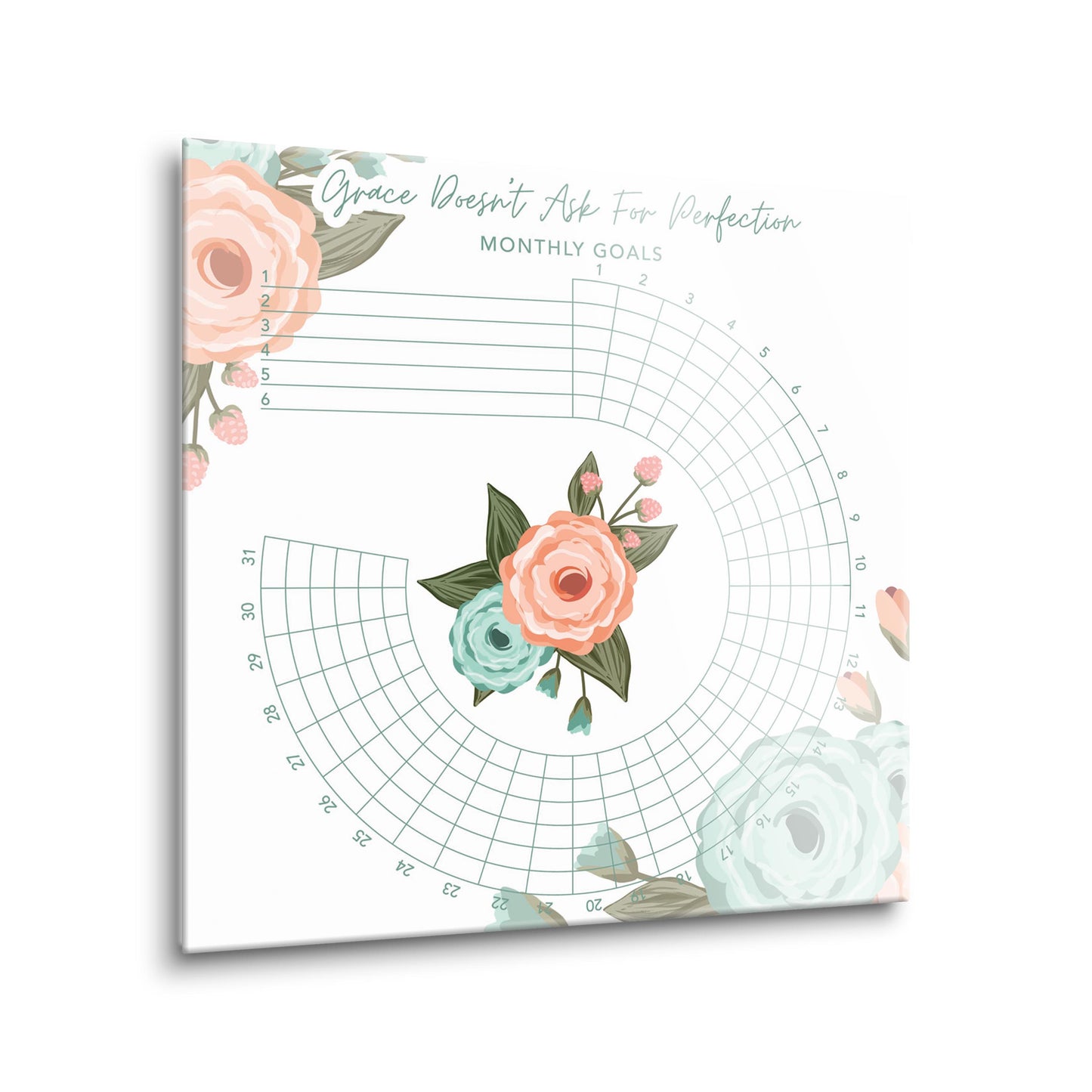 Floral Habit Tracker Grace Doesn't Ask For Perfection| Hi-Def Glass Art | Eaches | Min 2