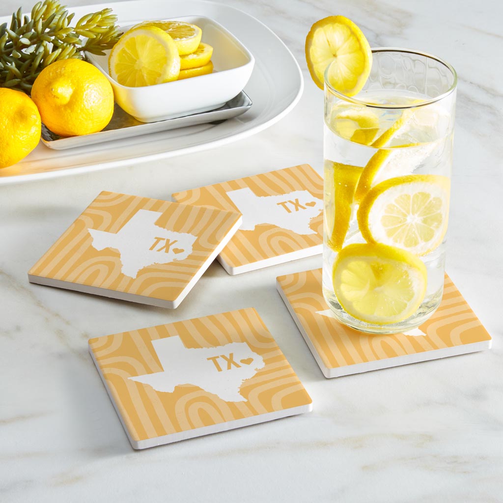 Boho Color Heart State on Yellow Texas