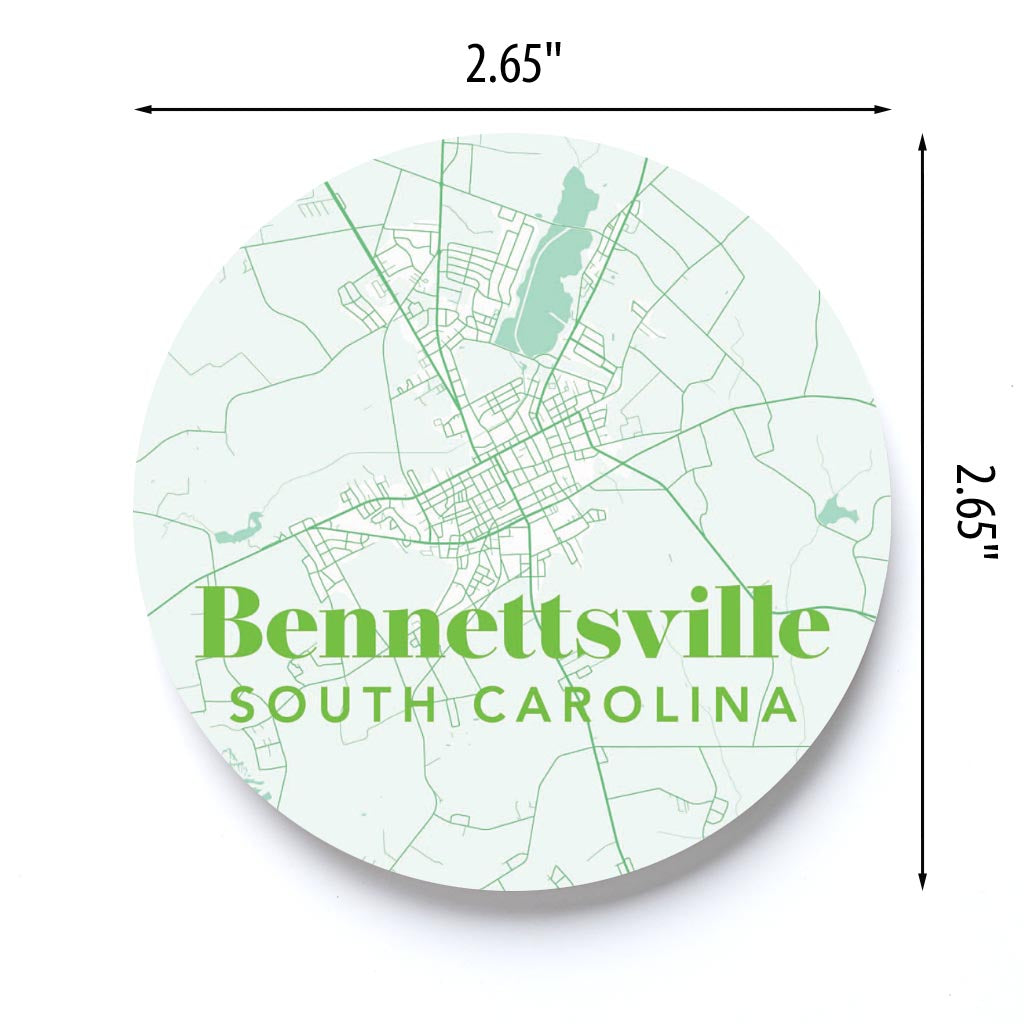 Bright Modern Green Map Bennettsville SC | 2.65x2.65