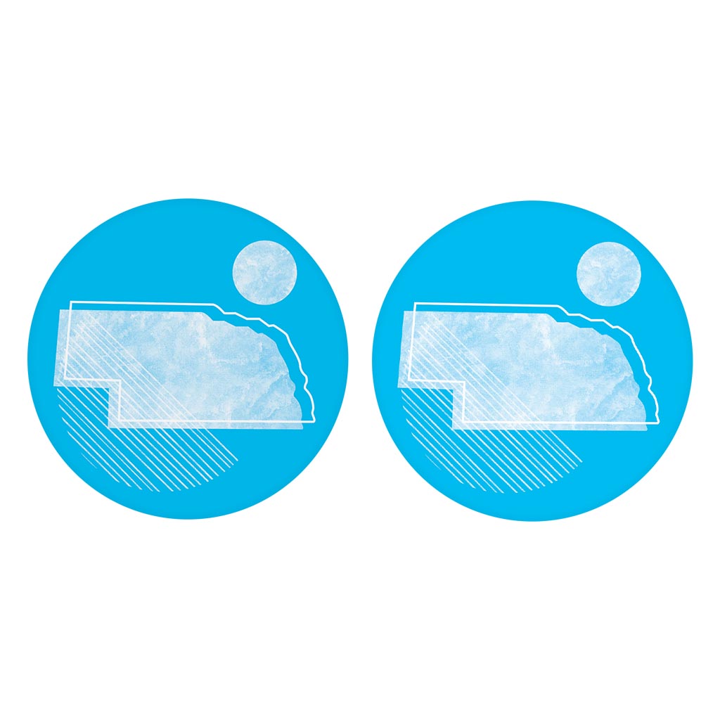 Bright Modern Geometric On Blue Nebraska| Absorbent Car Coasters | Set of 2 | Min 4
