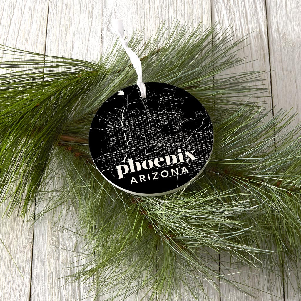 Black And White Black Map Arizona Phoenix| Wood Ornament | Eaches | Min 6