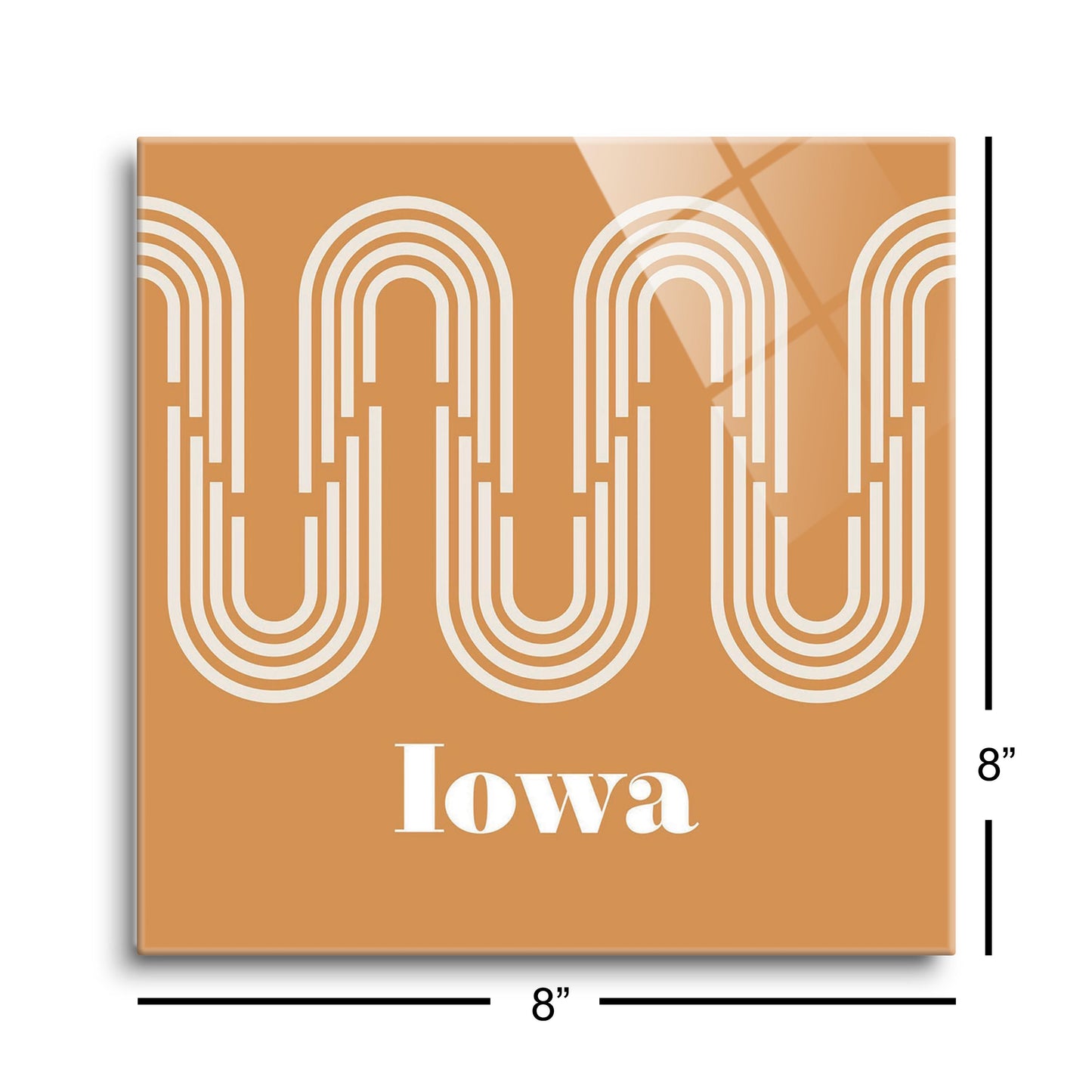 Vintage Groove Yellow Wave Lines Iowa | Hi-Def Glass Art | Eaches | Min 2