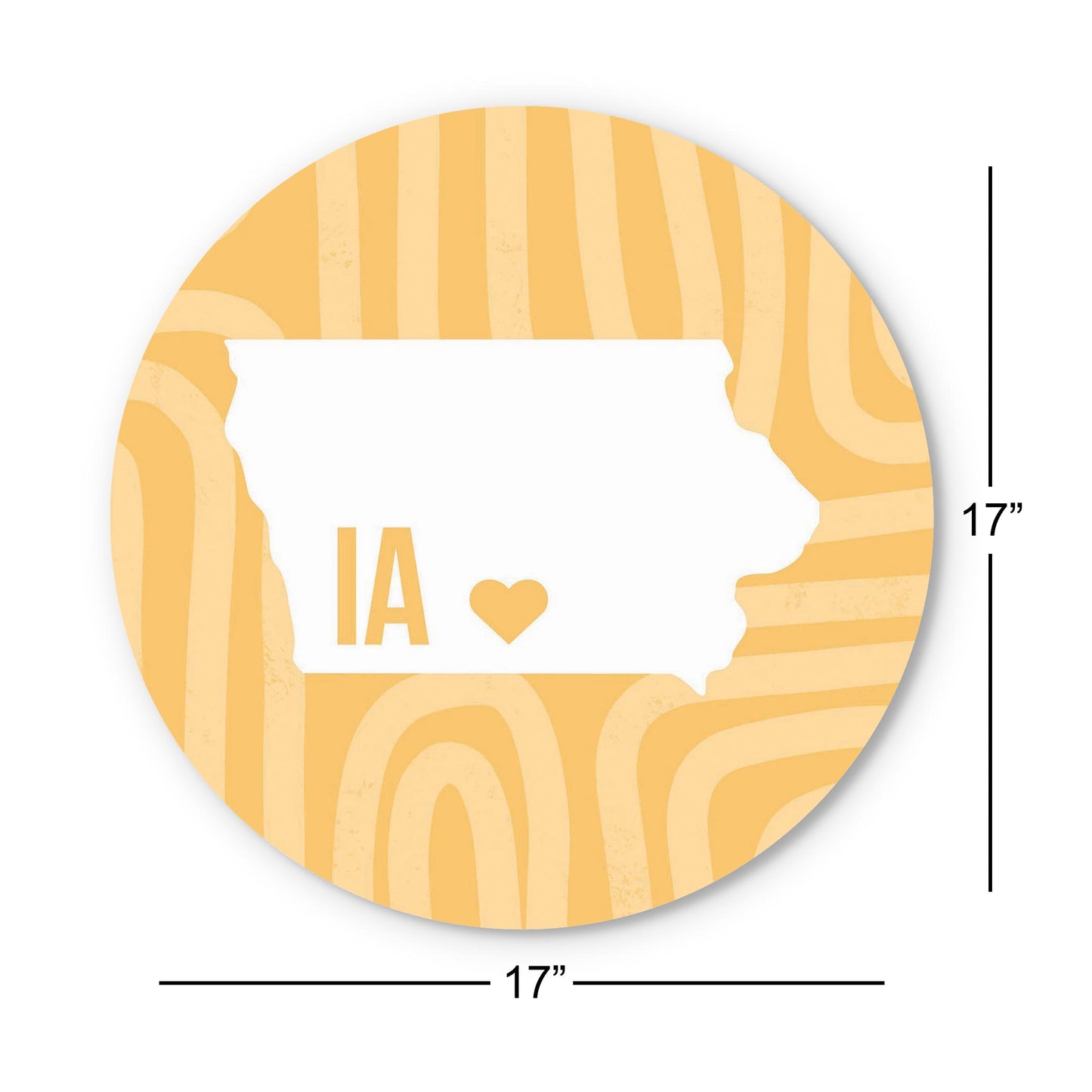 Boho Color Heart State On Yellow Iowa | Wood Sign | Eaches | Min 1
