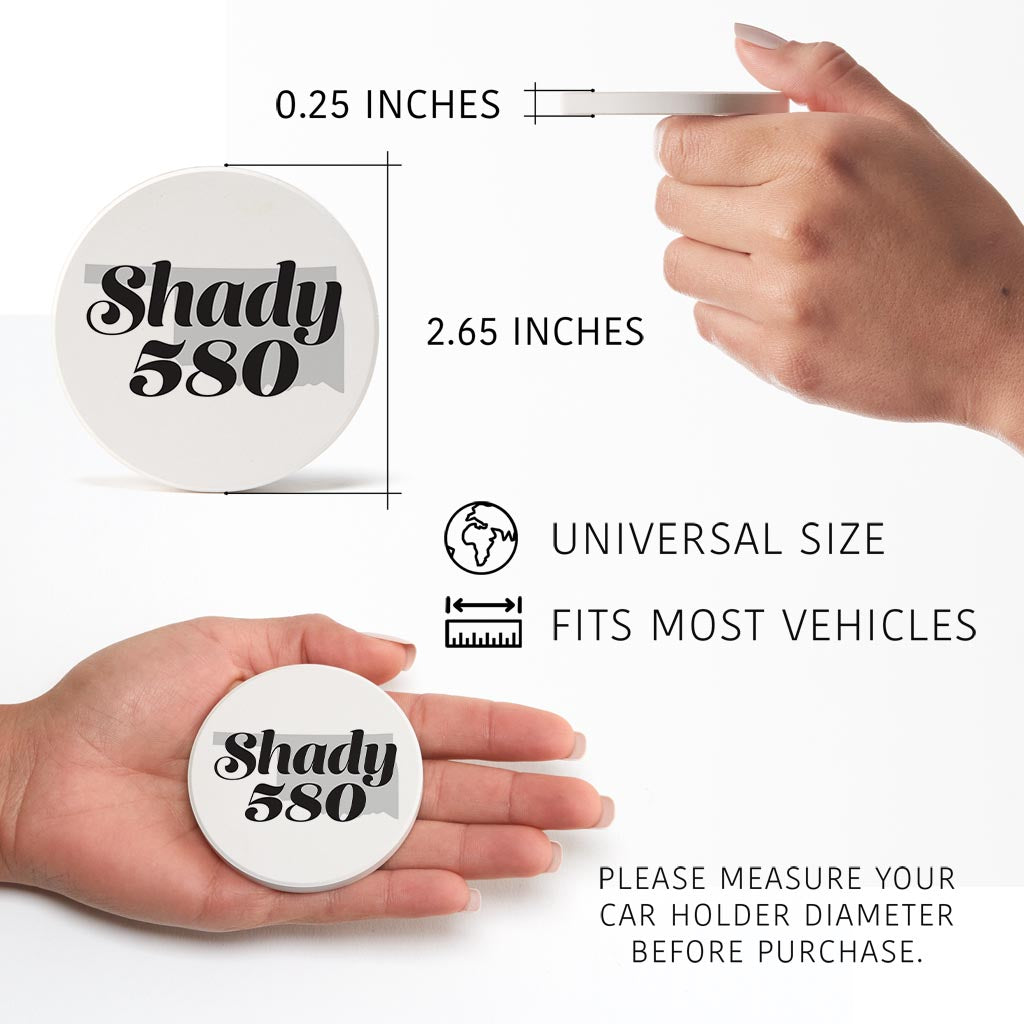 Minimalistic B&W Ardmore Ok Shady 580 White | Absorbent Car Coasters | Set of 2 | Min 4