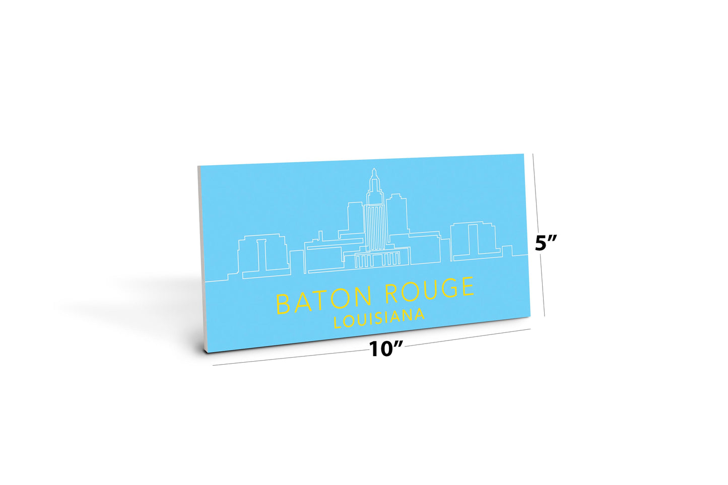 Minimalistic Blue And Gold Baton Rouge Skyline| Wood Sign | Eaches | Min 4