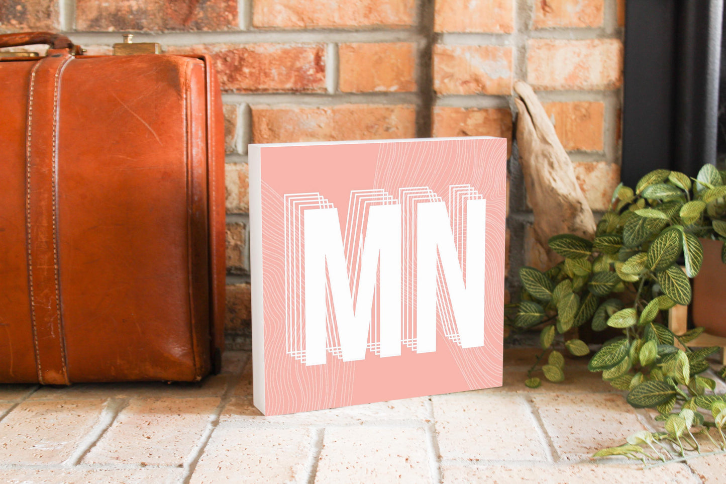 Boho Color Abbreviated On Pink Minnesota | Wood Block | Eaches | Min 2