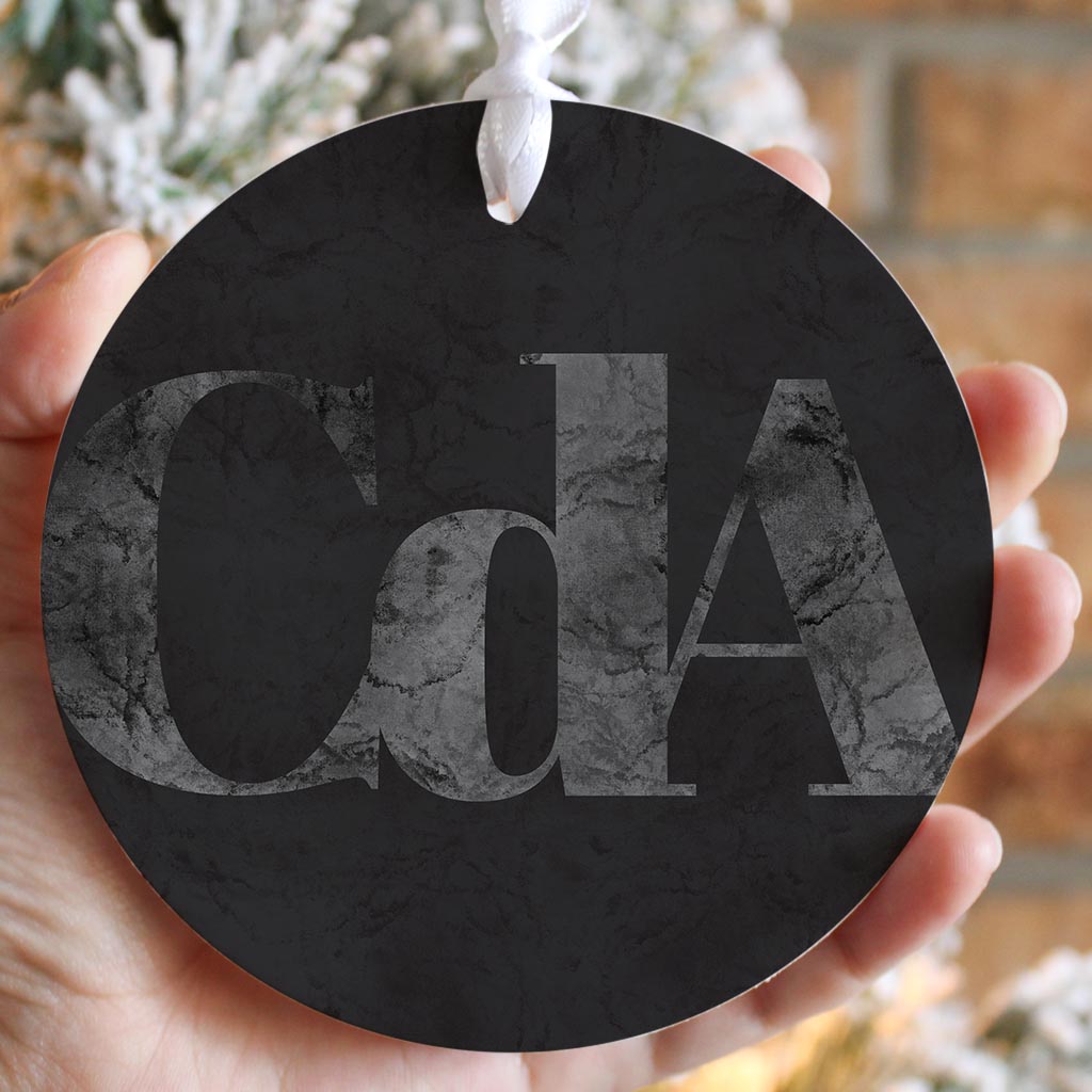 Minimalist B&W Idaho Cda Black Initials | Wood Ornament | Eaches | Min 6