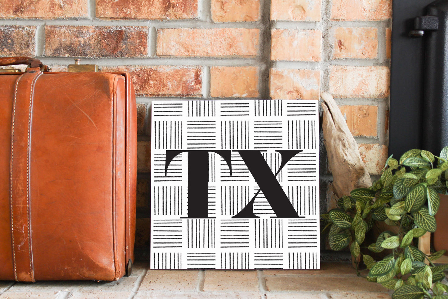 Black And White Abbreviated On White Texas | Wood Sign | Eaches | Min 2