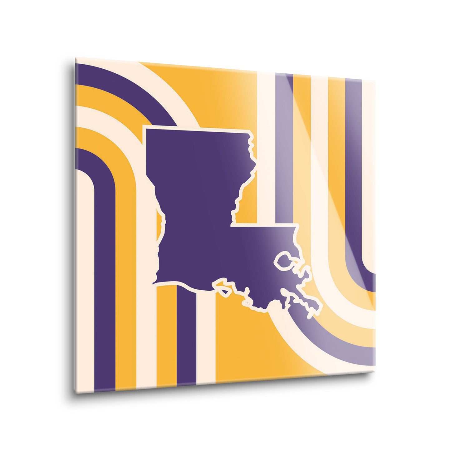 Purple Gold Louisiana Retro State Shape | Hi-Def Glass Art | Eaches | Min 2