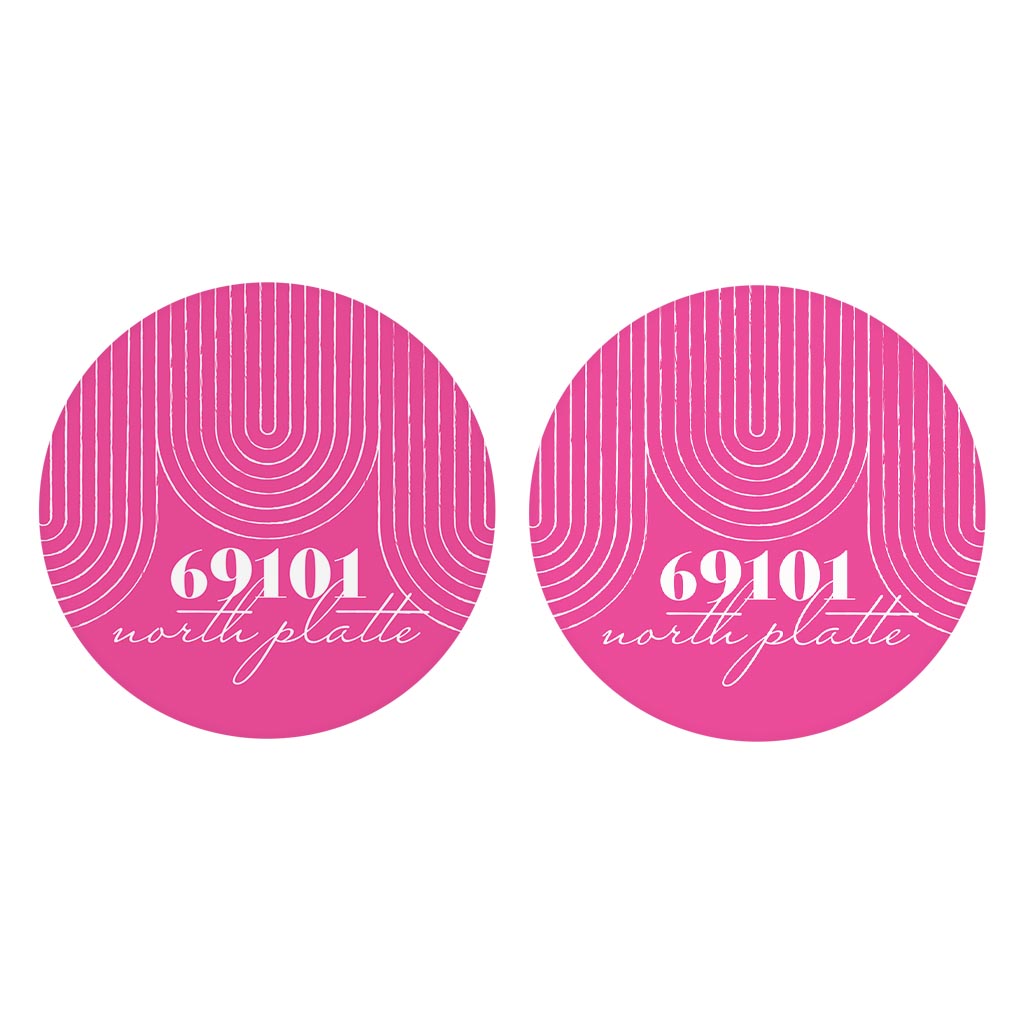 Bright Modern City Zip On Pink Nebraska North Platte | Absorbent Car Coasters | Set of 2 | Min 4