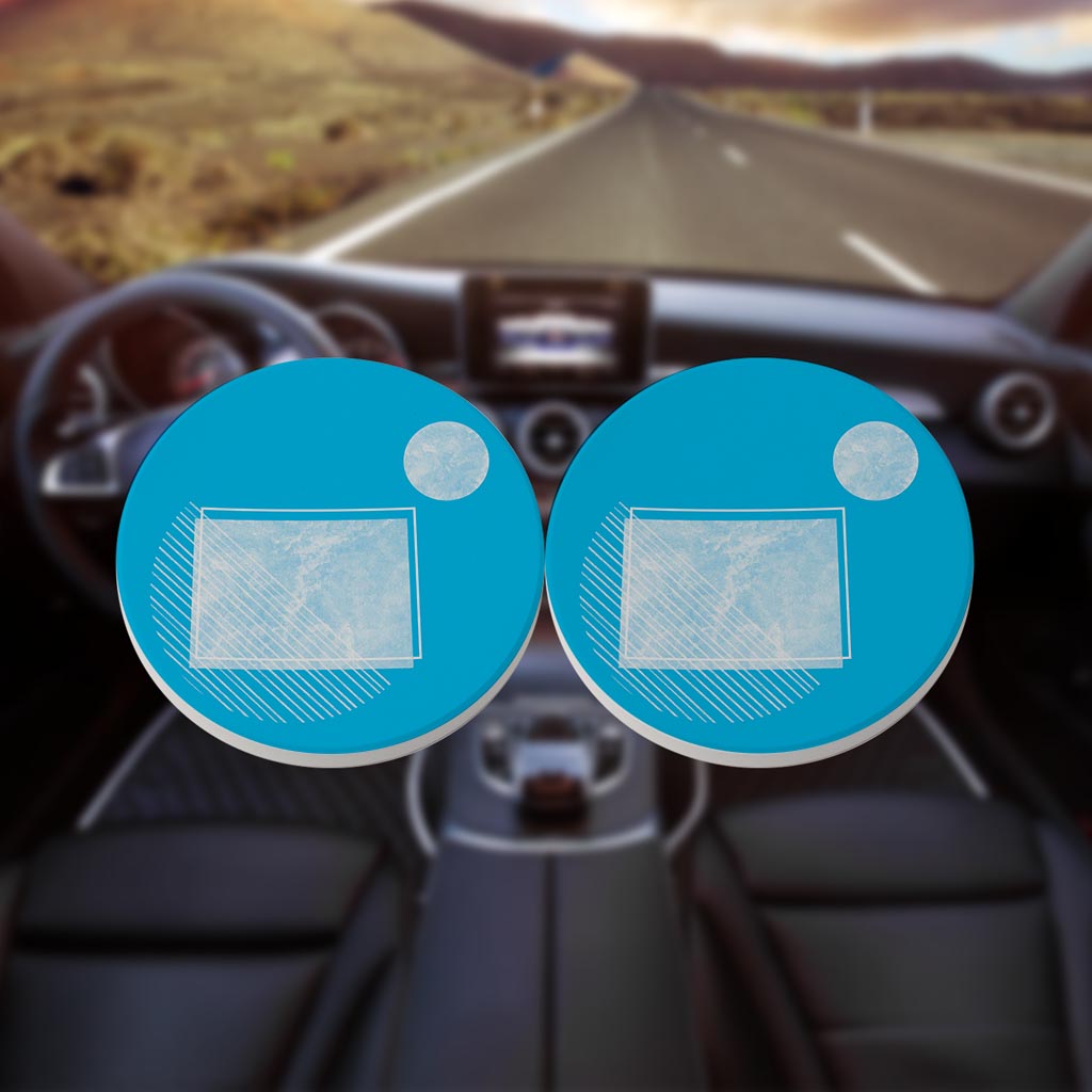 Bright Modern Geometric On Blue Colorado| Absorbent Car Coasters | Set of 2 | Min 4