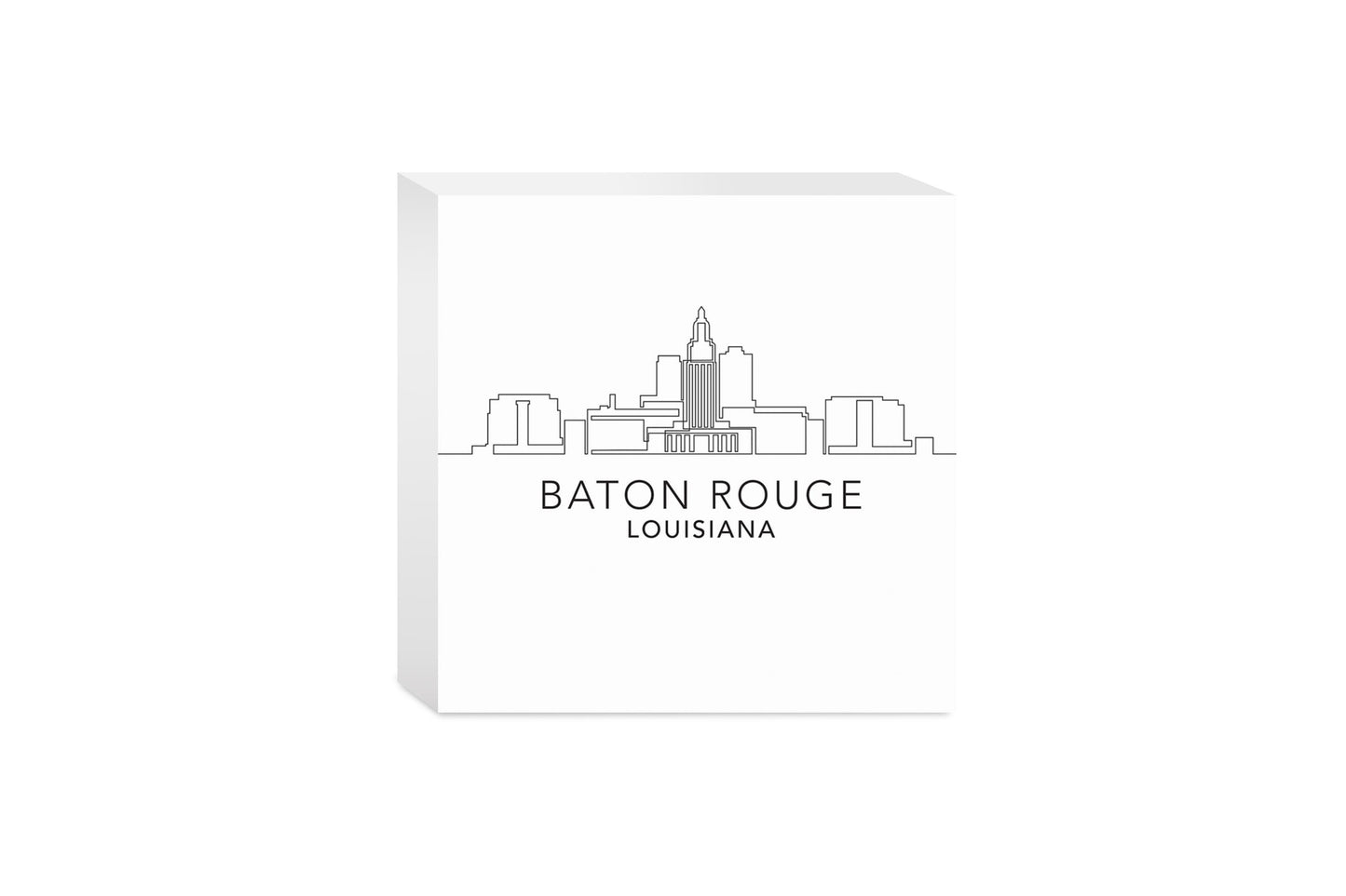 Minimalistic Baton Rouge Skyline | Wood Block | Eaches | Min 4