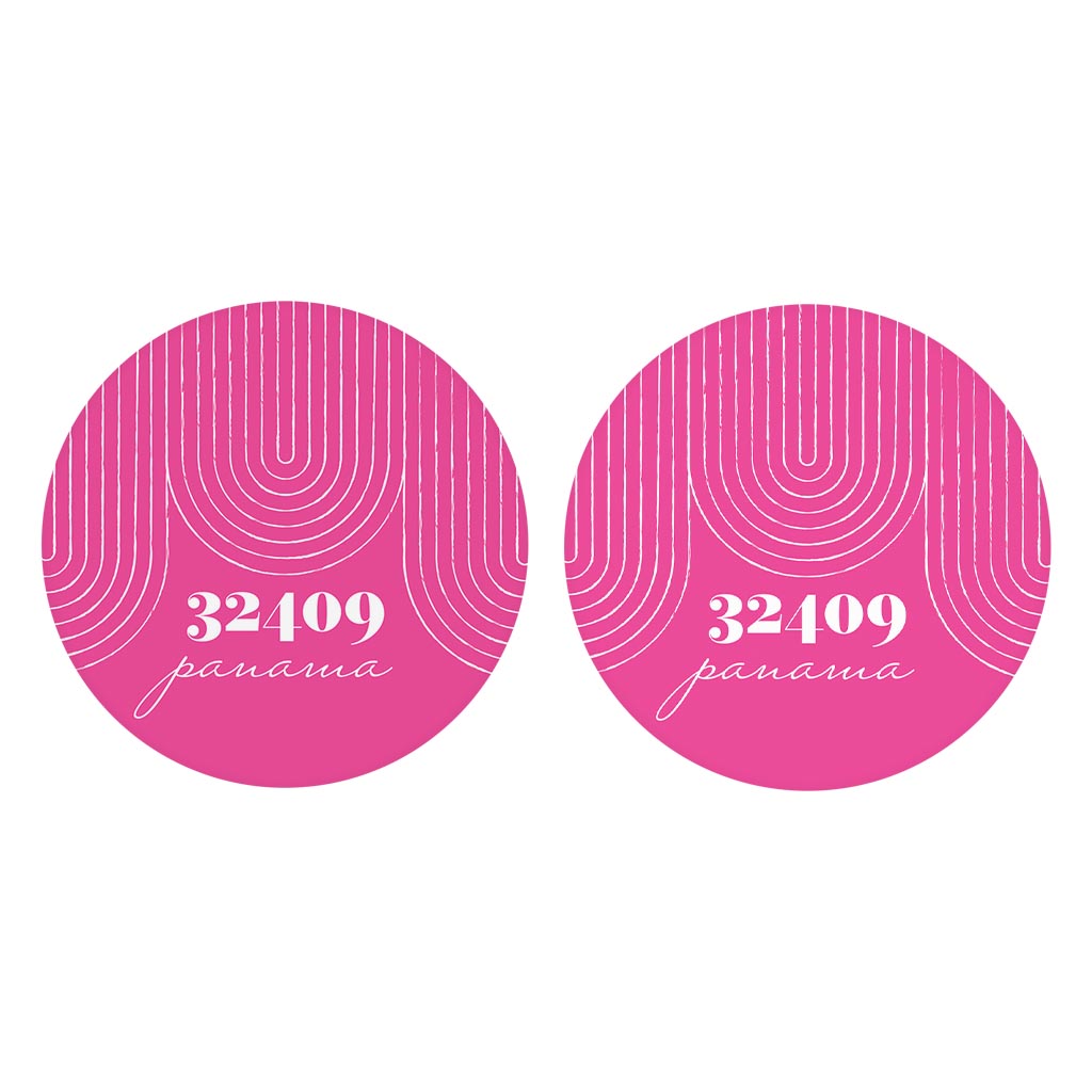 Bright Modern City Zip On Pink Florida Panama | Absorbent Car Coasters | Set of 2 | Min 4