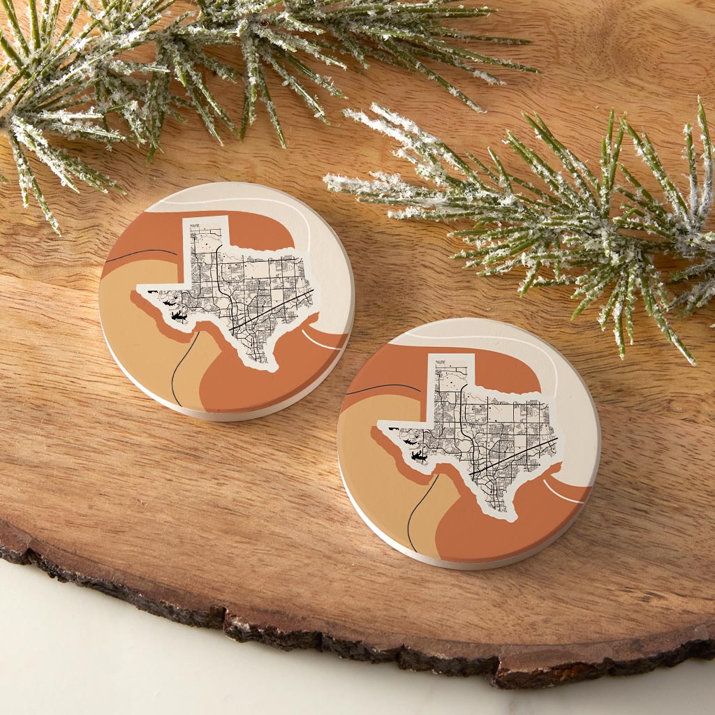 Vintage Groove Fluid Orange Map Texas Frisco