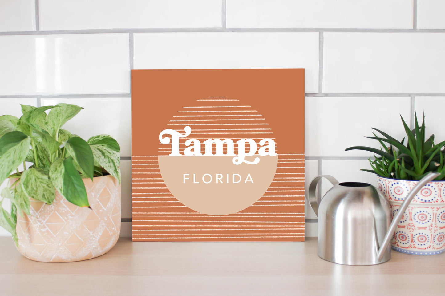 Vintage Groove Half Circle Lines Florida Tampa | Wood Sign | Eaches | Min 2