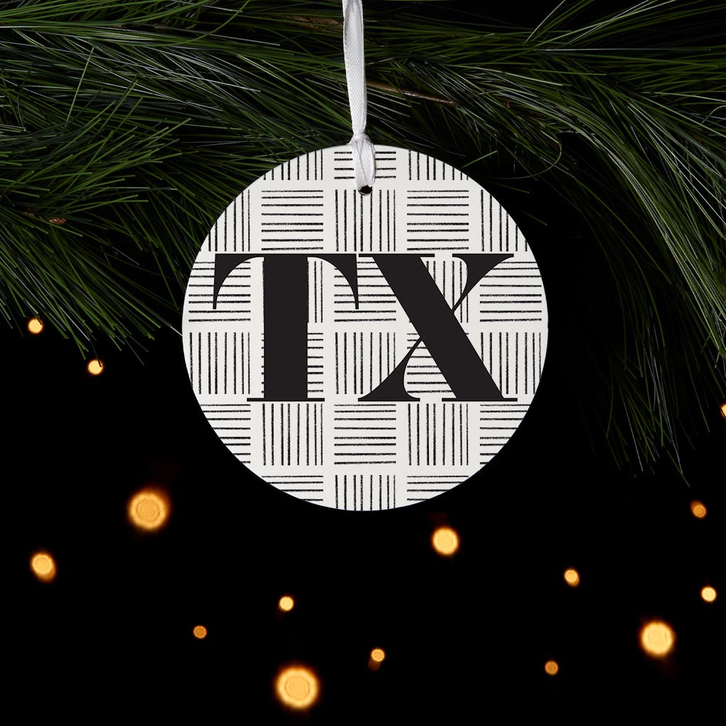 Black And White Abbreviated On White Texas | Wood Ornament | Eaches | Min 6