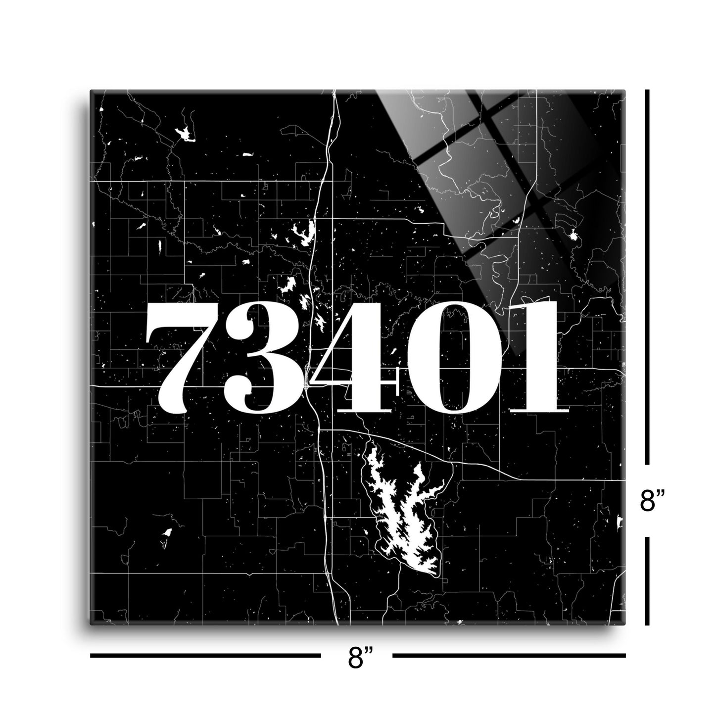 Minimalistic B&W Ardmore Ok 73401 Map | Hi-Def Glass Art | Eaches | Min 2