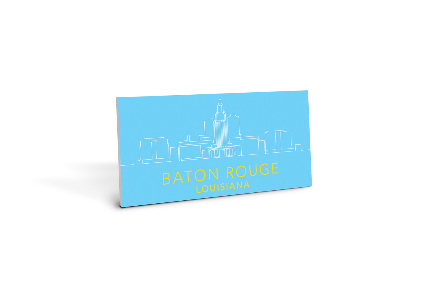 Minimalistic Blue And Gold Baton Rouge Skyline| Wood Sign | Eaches | Min 4