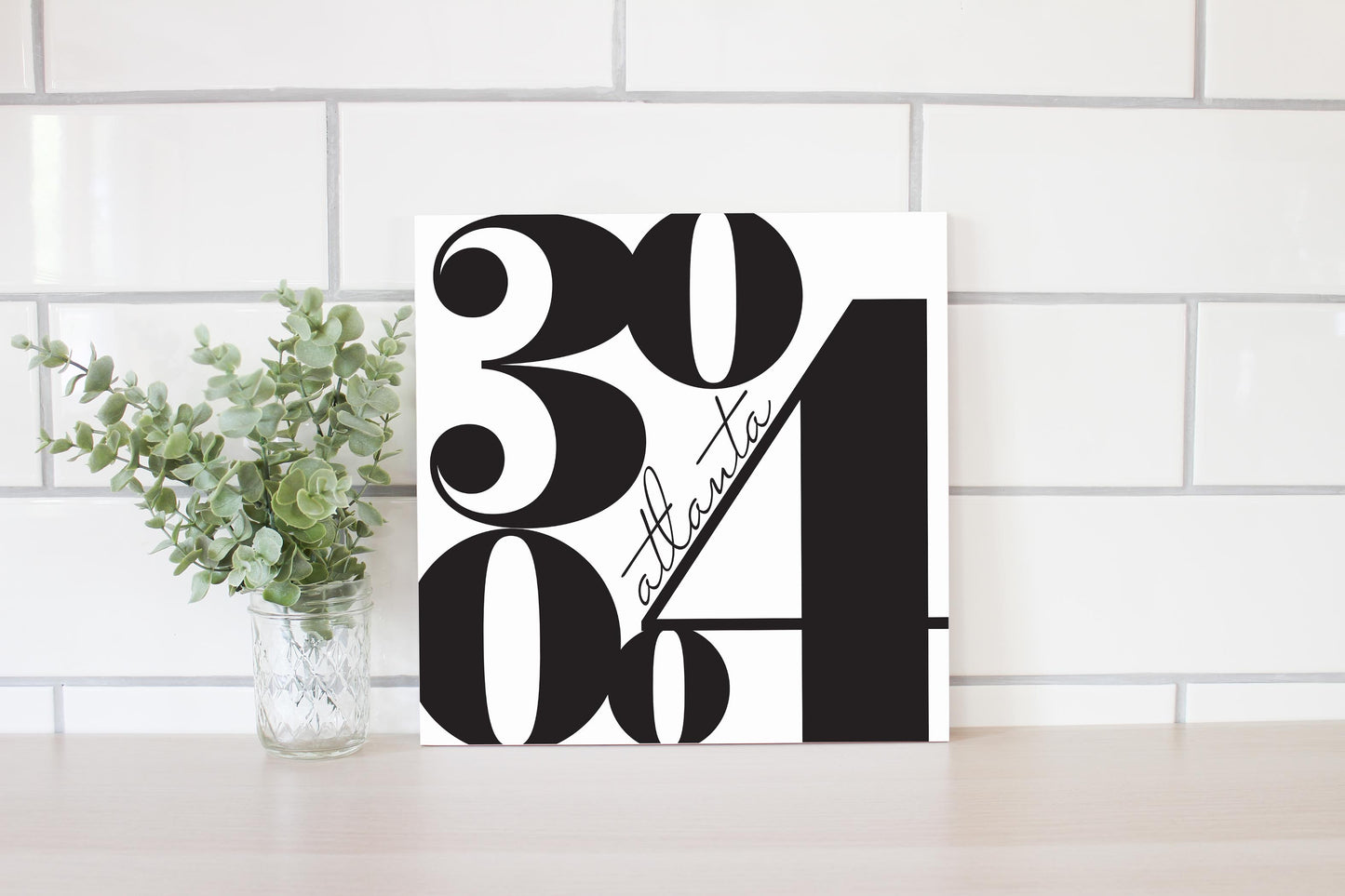 Black And White Zip Block Georgia Atlanta | Wood Sign | Eaches | Min 2