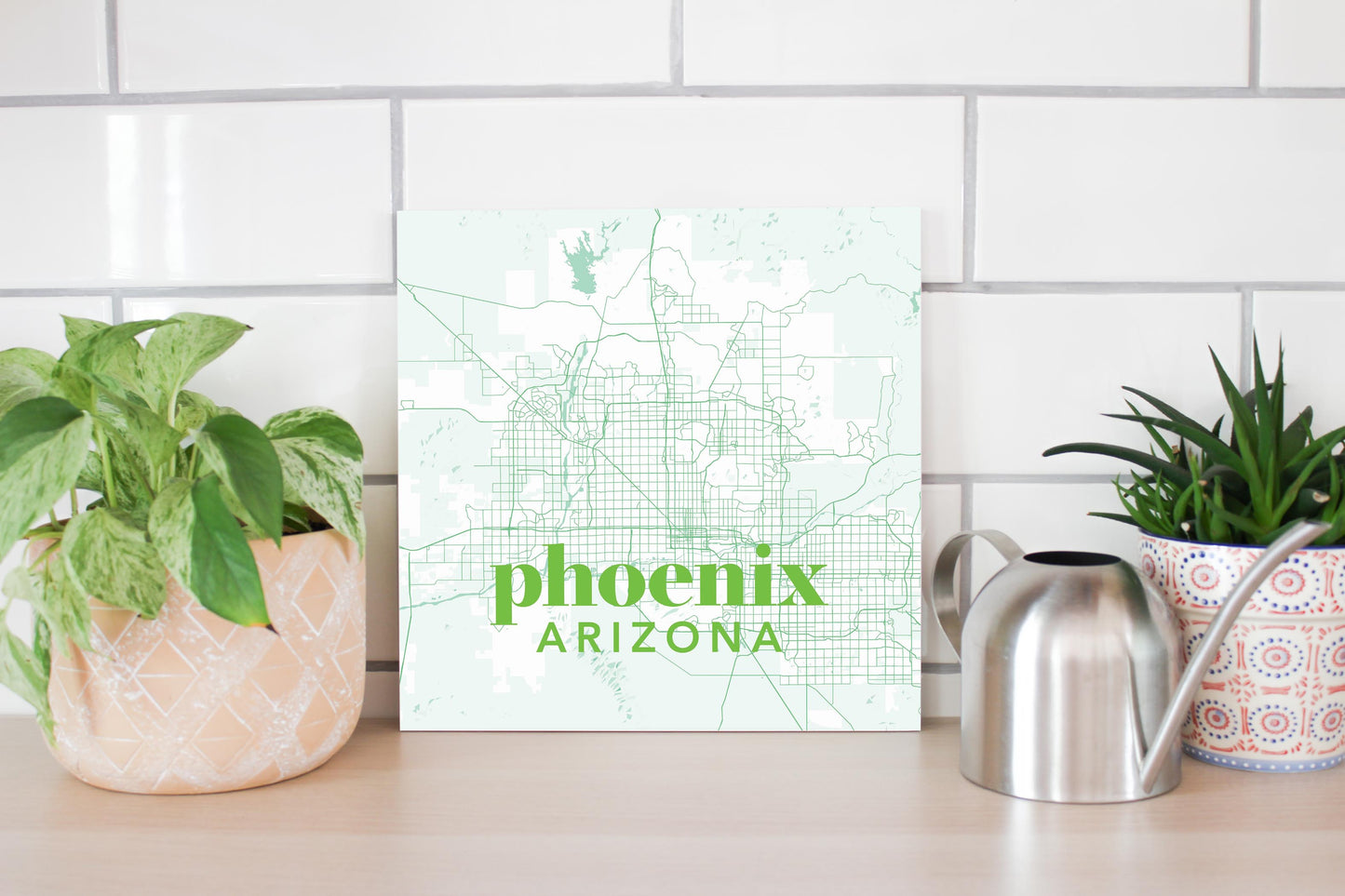 Bright Modern Green Map Arizona Phoenix | Wood Sign | Eaches | Min 2