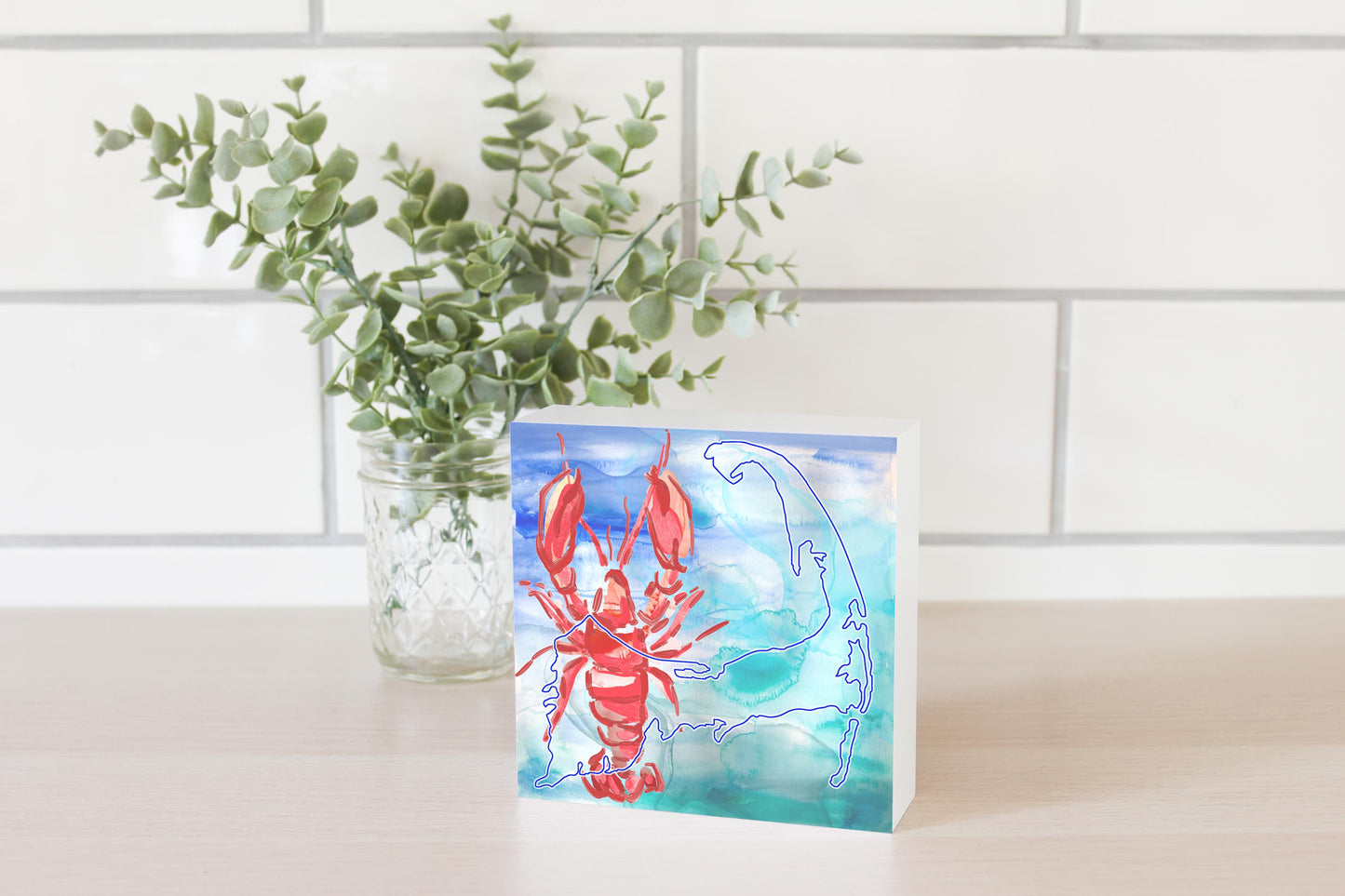 Watercolor Lobster | Wood Block | Eaches | Min 4
