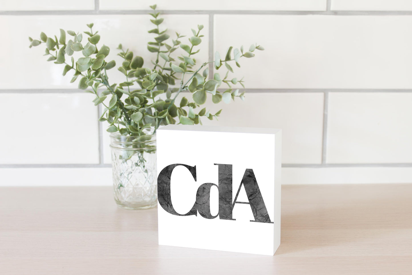 Minimalist B&W Idaho Cda White Initials | Wood Block | Eaches | Min 4