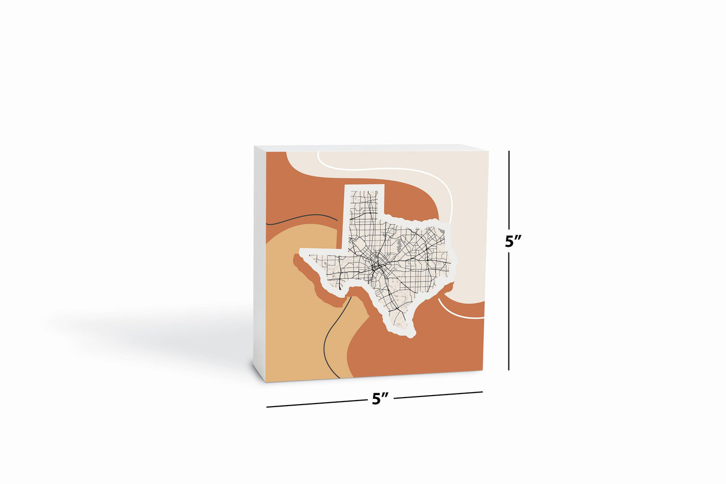 Vintage Groove Fluid Orange Map Texas Dallas | Wood Block | Eaches | Min 4