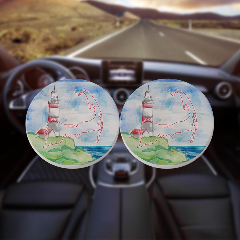 Watercolor Lighthouse| Absorbent Car Coasters | Set of 2 | Min 4
